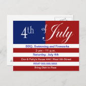 7月4日パーティー インビテーションポストカード (正面/裏面)