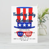 7月4日パーティー ハットとメガネ 招待状 (スタンド正面)