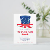 7月4日パーティー 愛国的なバーベキュー 赤白青 ポストカード (スタンド正面)