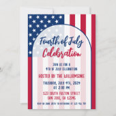 7月4日パーティー 愛国的な赤白青 招待状 (正面)