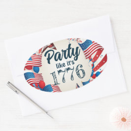 7月4日パーティー 楕円形シール