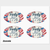 7月4日パーティー 楕円形シール (シート)