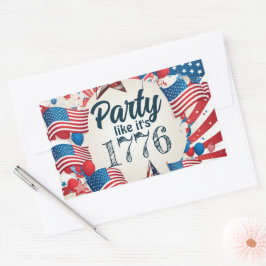 7月4日パーティー 長方形シール