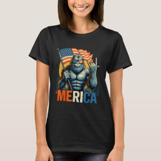 7月4日ビッグフット・メリカロックアメリカ国旗Patr Tシャツ
