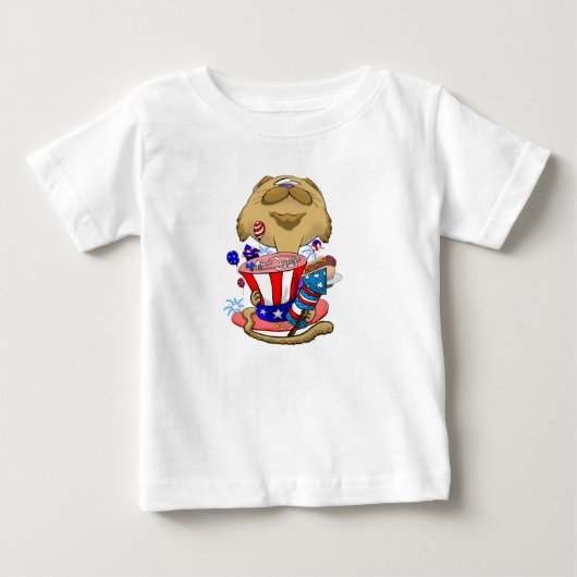 7月4日ビッグヘッド猫 ベビーTシャツ (正面)