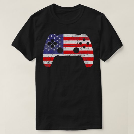 7月4日ビデオゲームゲーマーキッズボーイズメンズアメリカFla Tシャツ (デザイン正面)