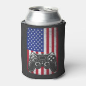 7月4日ビデオゲームゲーマーUSAアメリカ国旗 缶クーラー (缶正面)