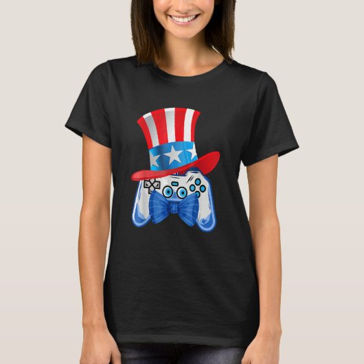 7月4日ビデオゲームUsa国旗のゲーマーKids Boys M Tシャツ (正面)