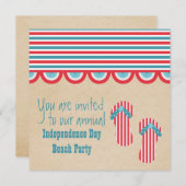 7月4日ビーチパーティーの招待状 招待状 (正面/裏面)