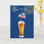 7月4日ビールとスパーカー カード (黄色い花)
