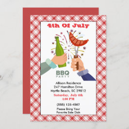 7月4日ビールとフランクBBQピクニックパーティー 招待状