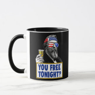 7月4日ビールUSA国旗の女性男愛国心 マグカップ