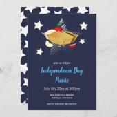 7月4日ピクニックの漫画アップルパイ招待状 招待状 (正面/裏面)