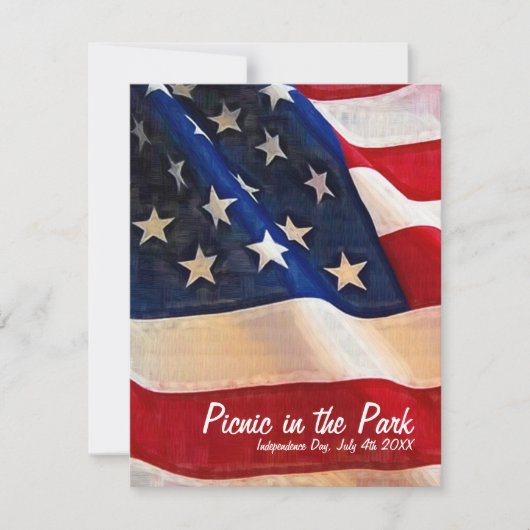 7月4日ピクニック独立記念日招待状 招待状 (正面)