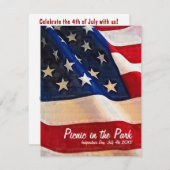 7月4日ピクニック独立記念日招待状 招待状 (正面/裏面)