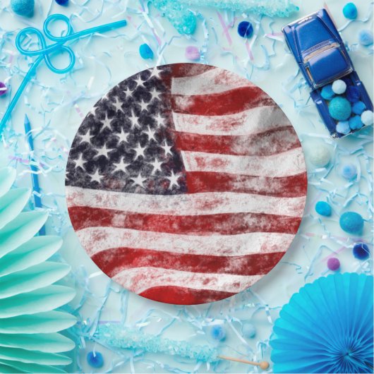 7月4日ピクニック紙プレートアメリカ国旗 ペーパープレート (パーティー)