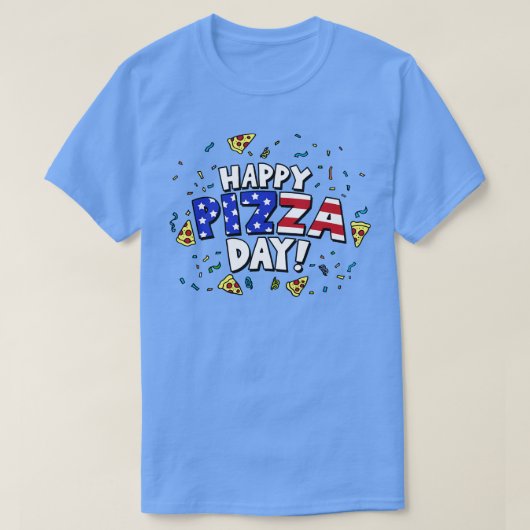 7月4日ピザお祝い愛国的アメリカF Tシャツ (デザイン正面)