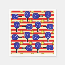 7月4日ピックボール赤白青イエローボール スタンダードカクテルナプキン