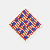 7月4日ピックボール赤白青イエローボール スタンダードカクテルナプキン (角)