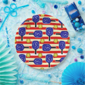 7月4日ピックボール赤白青イエローボール ペーパープレート (パーティー)