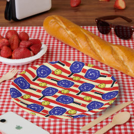 7月4日ピックボール赤白青イエローボール ペーパープレート