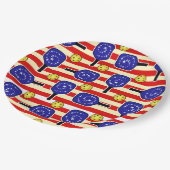 7月4日ピックボール赤白青イエローボール ペーパープレート (アングル)