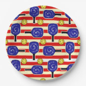 7月4日ピックボール赤白青イエローボール ペーパープレート (正面)