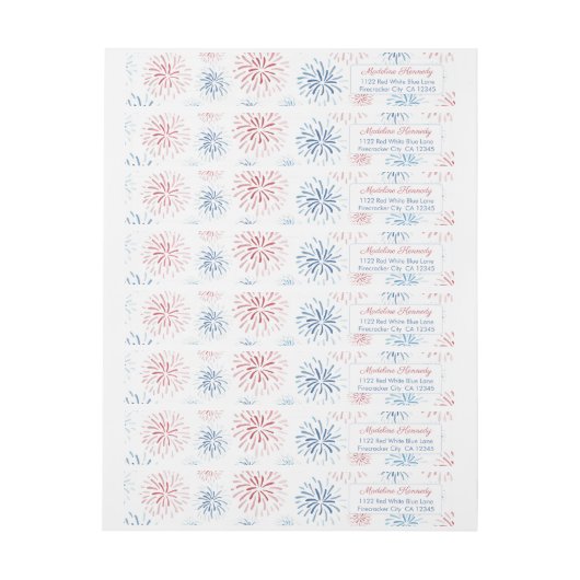 7月4日ファイクラッカー赤白青差出人住所 ラップアラウンドラベル (シート)