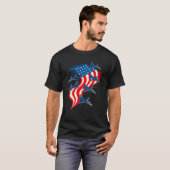 7月4日ファイター航空機赤白青局 Tシャツ (正面フル)