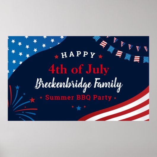 7月4日ファミリーサマーBBQパーティー カスタム ポスター (正面)