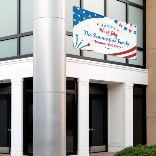 7月4日ファミリーサマーBBQパーティー 横断幕 (ビルの外側)