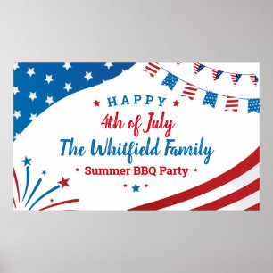 7月4日ファミリーサマーBBQ赤白青パーティー ポスター