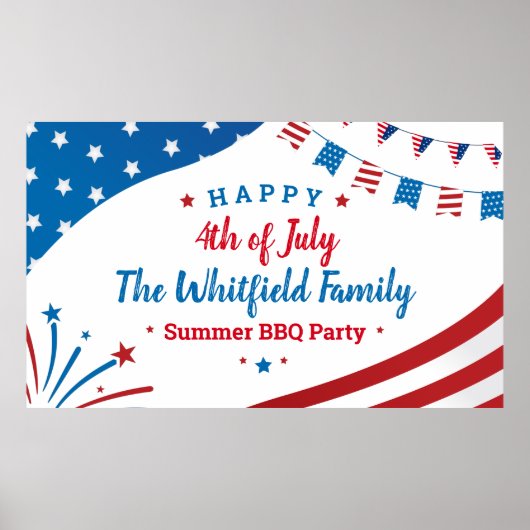 7月4日ファミリーサマーBBQ赤白青パーティー ポスター (正面)