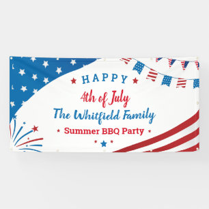 7月4日ファミリーサマーBBQ赤白青パーティー 横断幕