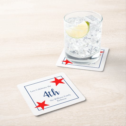 7月4日ファミリーバーベキュー愛国的スターズスクーア スクエアペーパーコースター (インサイチュ)