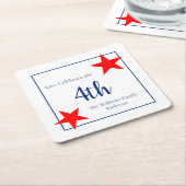 7月4日ファミリーバーベキュー愛国的スターズスクーア スクエアペーパーコースター (アングル)