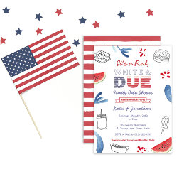 7月4日ファミリーベイビーシャワー赤い白の期限 招待状