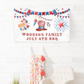 7月4日ファミリー名BBQバナー 横断幕 (インサイチュ)