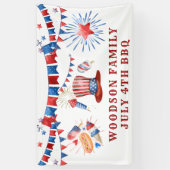 7月4日ファミリー名BBQバナー 横断幕 (縦)