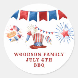 7月4日ファミリー名BBQ ラウンドシール