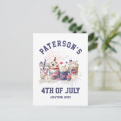 7月4日ファミリー懇親会パーティー独立記念日 ポストカード (スタンド正面)