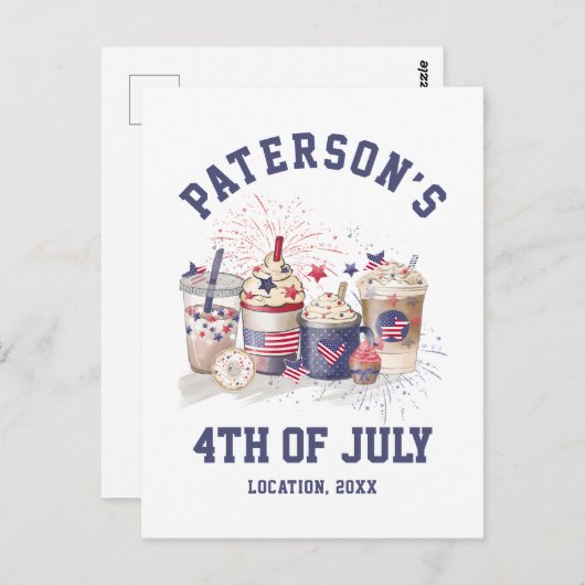 7月4日ファミリー懇親会パーティー独立記念日 ポストカード (正面/裏面)