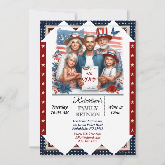 7月4日ファミリー懇親会ワイン&ダイニングパーティー写真 招待状 (正面)