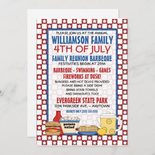 7月4日ファミリー懇親会招待状 招待状 (正面/裏面)