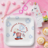 7月4日ファミリーBBQファミリー名 ペーパープレート (パーティー)