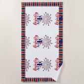 7月4日フィレクラッカー愛国的なバイブスターストライプズ ビーチタオル (正面)