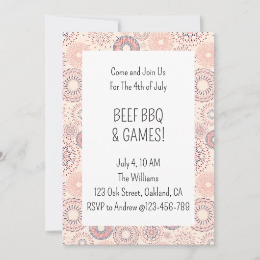 7月4日フィレクラッカー独立記念日BBQ 招待状 (正面)