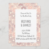 7月4日フィレクラッカー独立記念日BBQ 招待状 (正面/裏面)