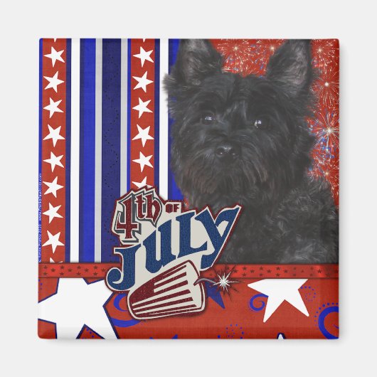 7月4日フィレクラッカー – Cairn Terrier Dark - Rosco マグネット (正面)