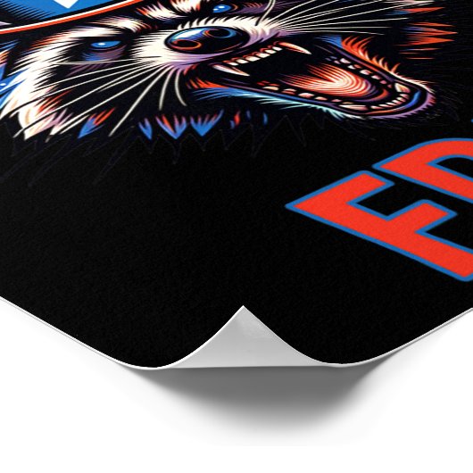 7月4日フェラルだが自由な愛国的なアライグマおもしろい ポスター (角)